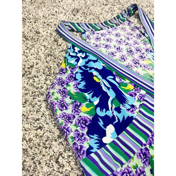 Roberto Cavalli Dress XL Floral Stripe Sleeveless‎ Purple Green Boho Y2K Resort - Picture 5 of 16